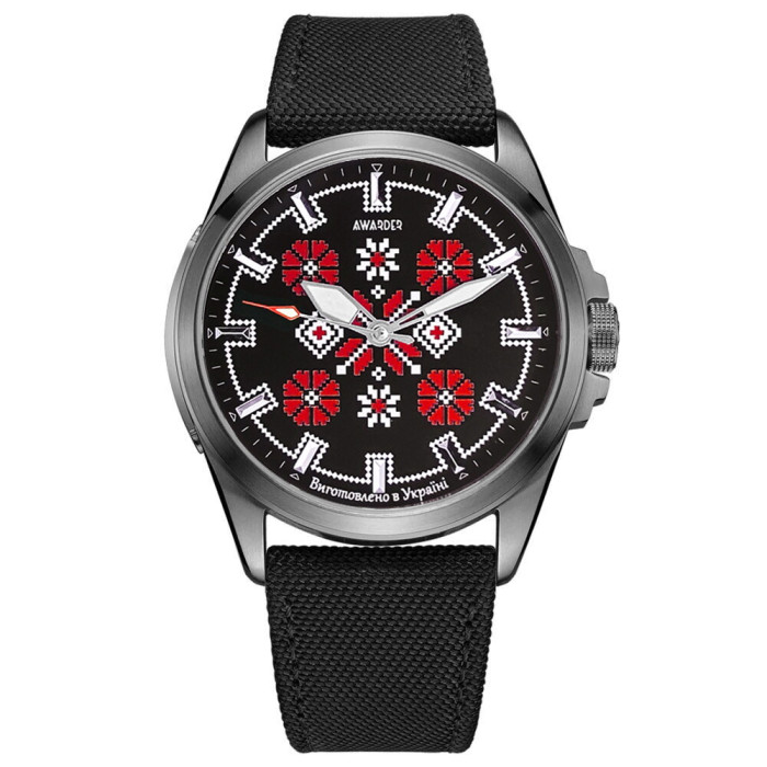 Awarder Embroidery Silver-Red Black Battery 10ATM