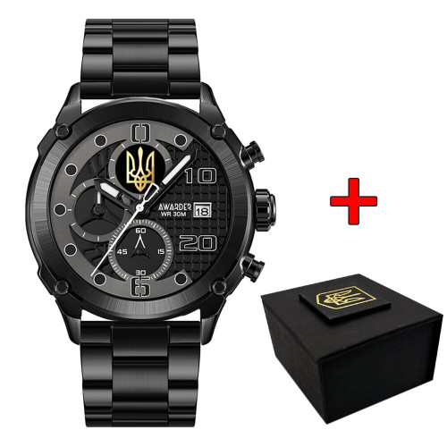 Наручные часы Awarder 016 Тризуб золото Black-Black Steel