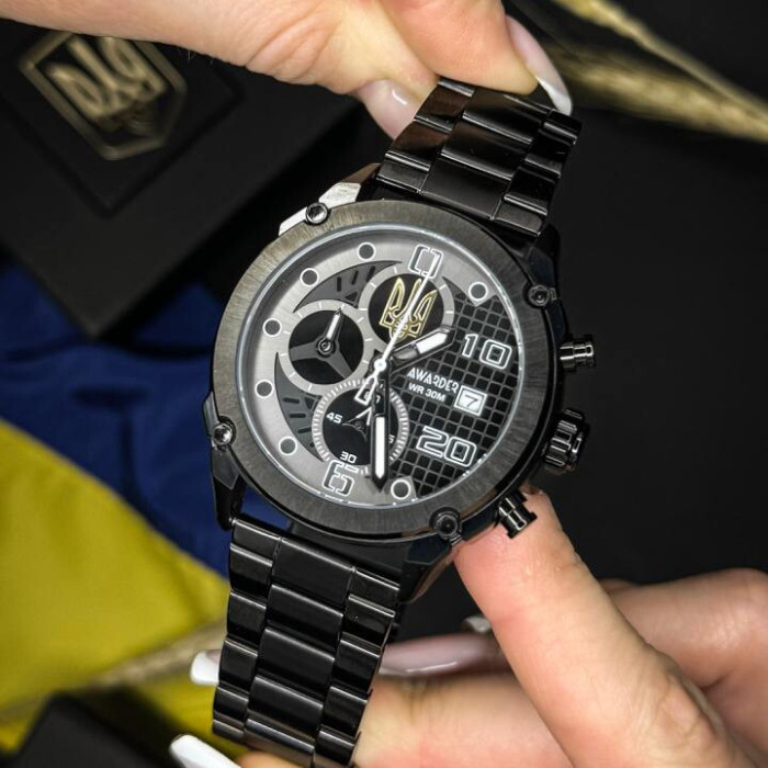 Наручные часы Awarder 016 Тризуб золото Black-Black Steel