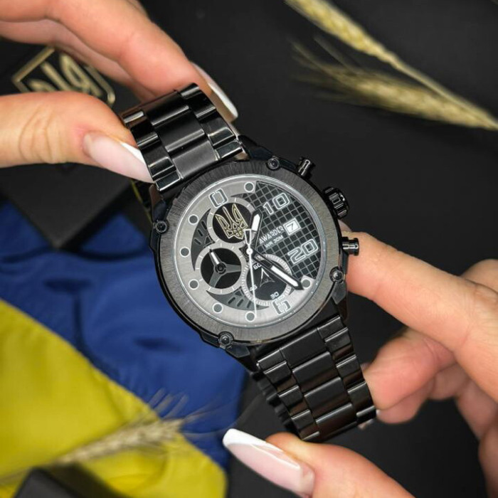 Наручные часы Awarder 016 Тризуб золото Black-Black Steel