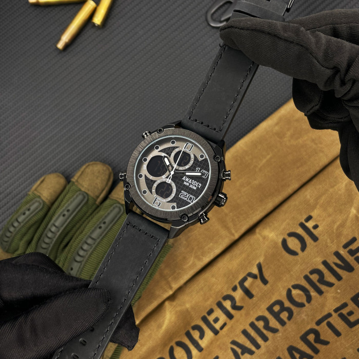 Наручний годинник Awarder 017 Black Leather