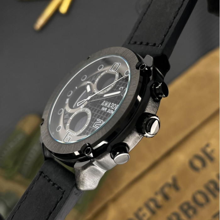 Наручний годинник Awarder 017 Black Leather