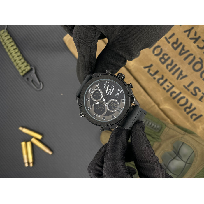 Наручний годинник Awarder 017 Black Leather