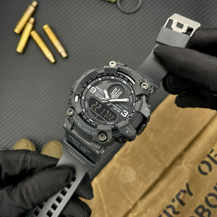 Наручний годинник Awarder 001 Тризуб срібло Black