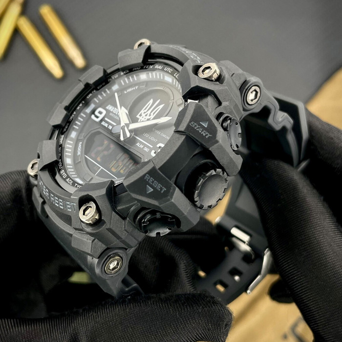 Наручний годинник Awarder 001 Тризуб срібло Black