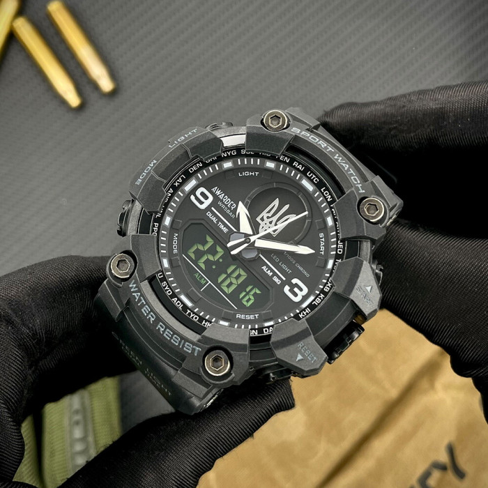Наручний годинник Awarder 001 Тризуб срібло Black