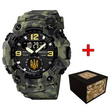 Наручний годинник Awarder 004 Тризуб золото Camo Green