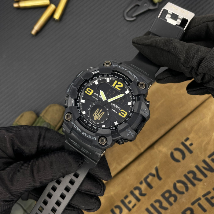 Наручний годинник Awarder 004 Тризуб золото Black