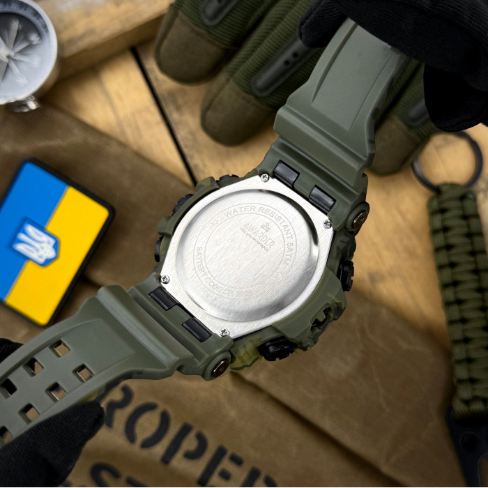 Наручний годинник Awarder 004 Тризуб срібло Camo Green