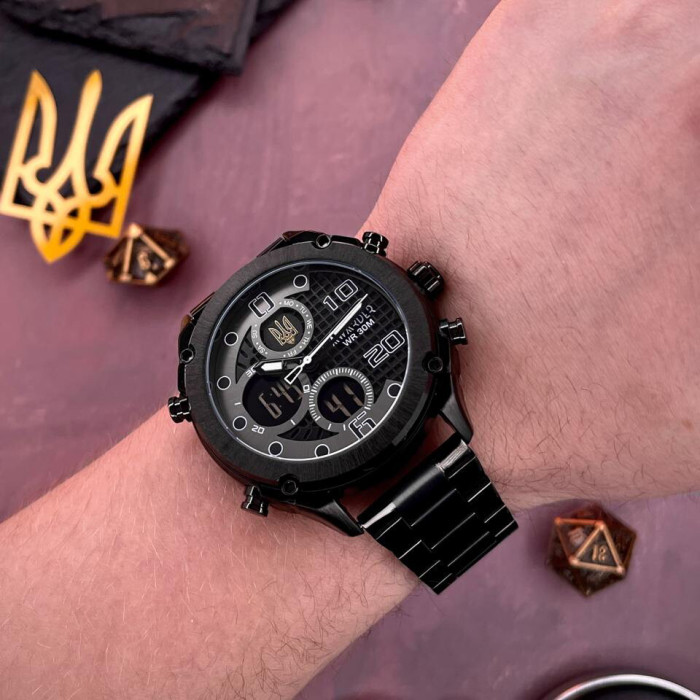 Наручные часы Awarder 017 Тризуб золото All Black Steel