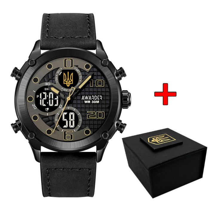 Наручний годинник Awarder 017 Тризуб золото All Black