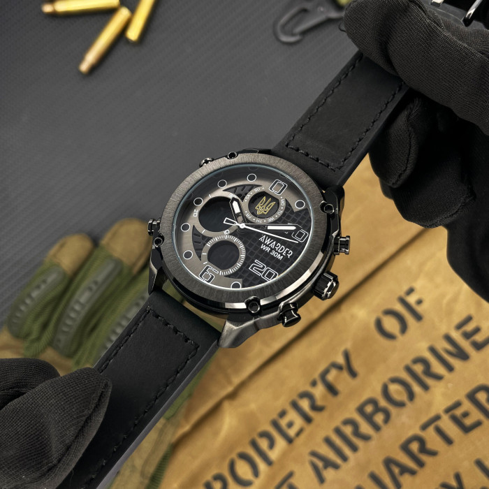 Наручний годинник Awarder 017 Тризуб золото All Black