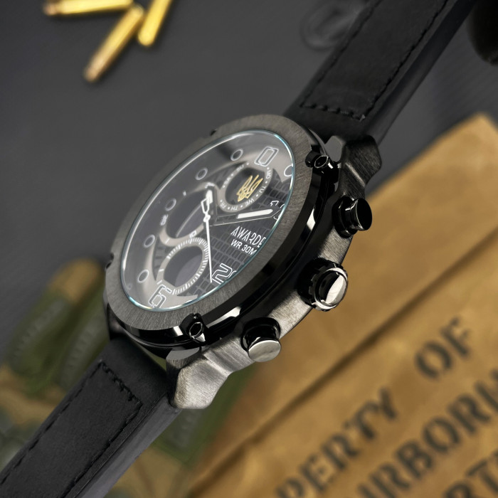 Наручний годинник Awarder 017 Тризуб золото All Black