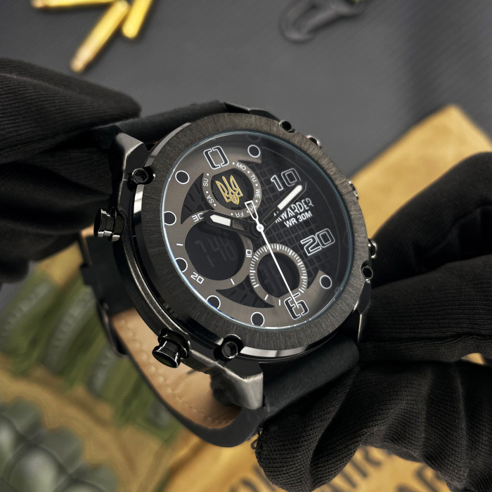 Наручний годинник Awarder 017 Тризуб золото All Black