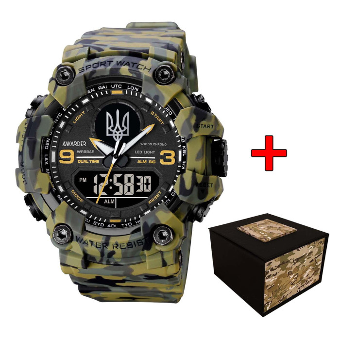 Наручный часовой механизм Awarder 001 Тризуб серебро Camo Green
