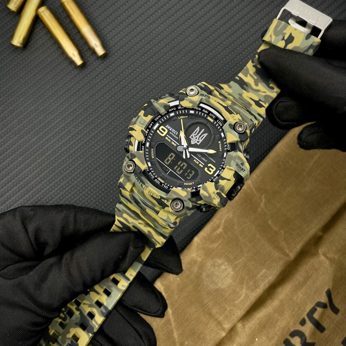 Наручный часовой механизм Awarder 001 Тризуб серебро Camo Green