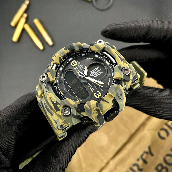 Наручный часовой механизм Awarder 001 Тризуб серебро Camo Green