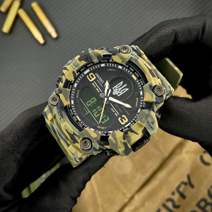 Наручный часовой механизм Awarder 001 Тризуб серебро Camo Green