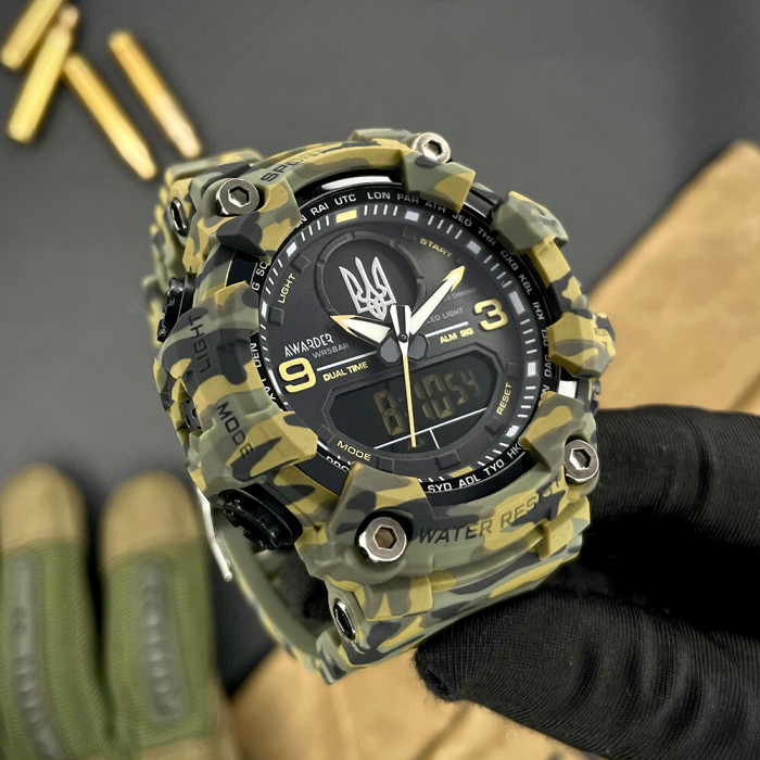 Наручный часовой механизм Awarder 001 Тризуб серебро Camo Green