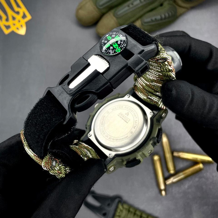 Наручные часы Awarder 005 Тризуб золото Camo Green Паракордовый ремешок Camo Green
