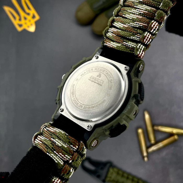 Наручные часы Awarder 005 Тризуб золото Camo Green Паракордовый ремешок Camo Green
