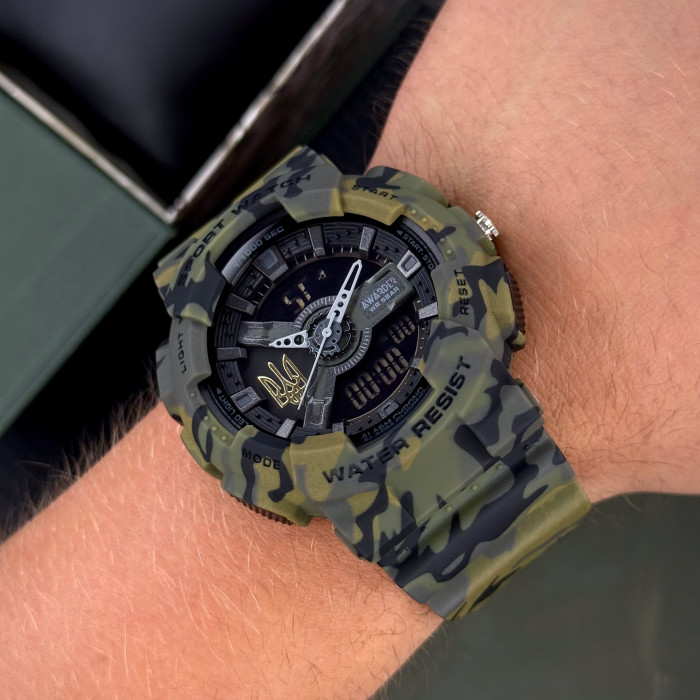 Наручний годинник Awarder 005 Тризуб золото Camo Green