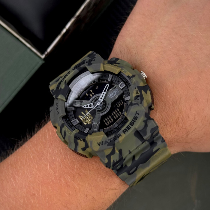 Наручний годинник Awarder 005 Тризуб золото Camo Green