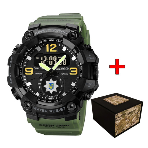 Наручний годинник Awarder 003 Поліція Army Green-Black