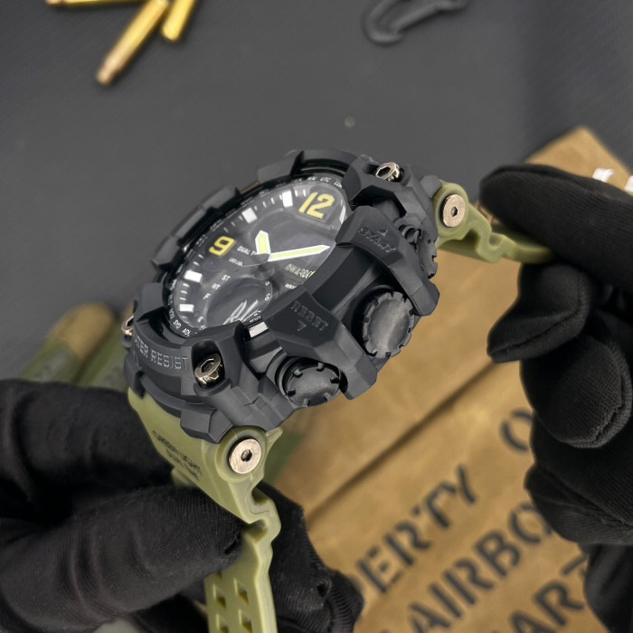 Наручний годинник Awarder 004 Тризуб срібло Army Green-Black