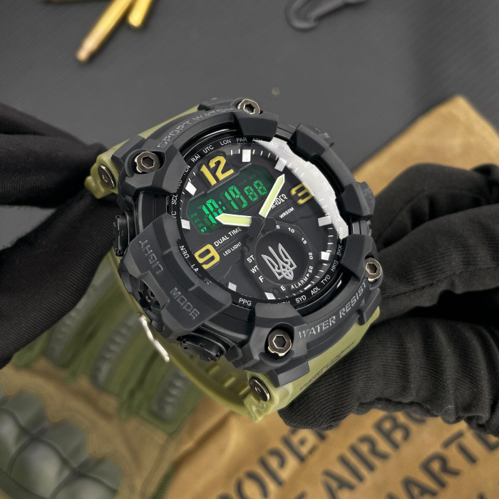 Наручний годинник Awarder 004 Тризуб срібло Army Green-Black