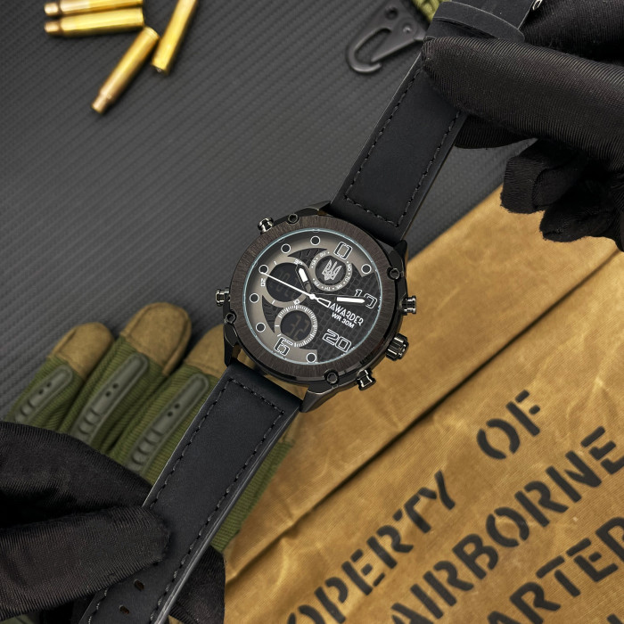 Наручний годинник Awarder 017 Тризуб срібло Black