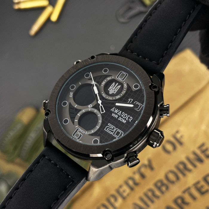 Наручний годинник Awarder 017 Тризуб срібло Black