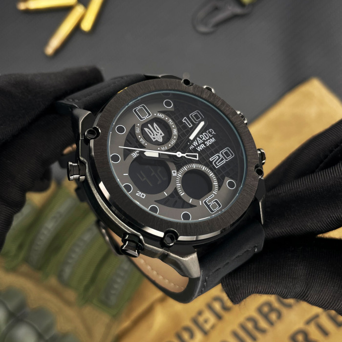 Наручний годинник Awarder 017 Тризуб срібло Black