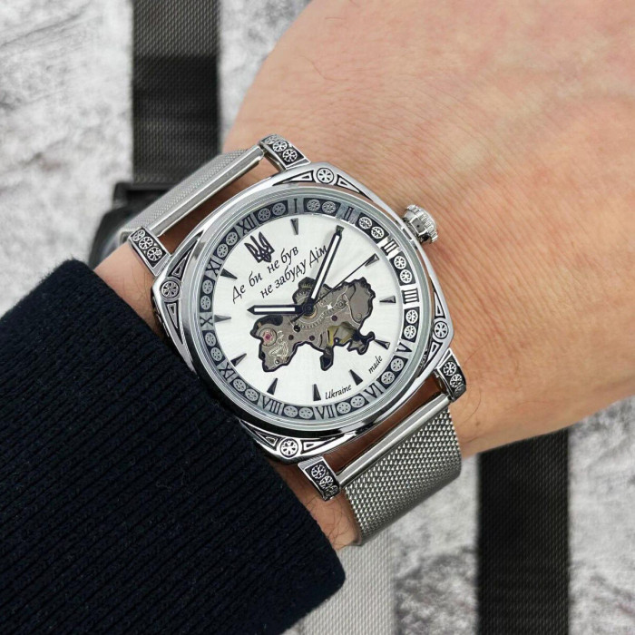 Наручний годинник Awarder 021-3D  Де би не був Silver-White Mesh