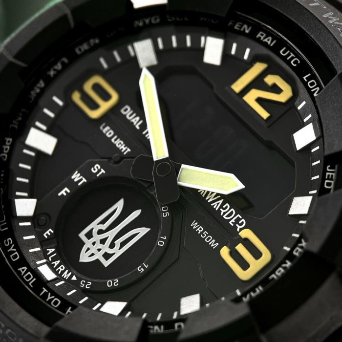 Наручний годинник Awarder 003 Тризуб срібло Black