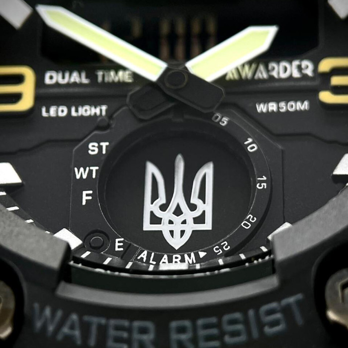 Наручний годинник Awarder 003 Тризуб срібло Black