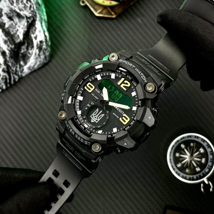 Наручний годинник Awarder 003 Тризуб срібло Black