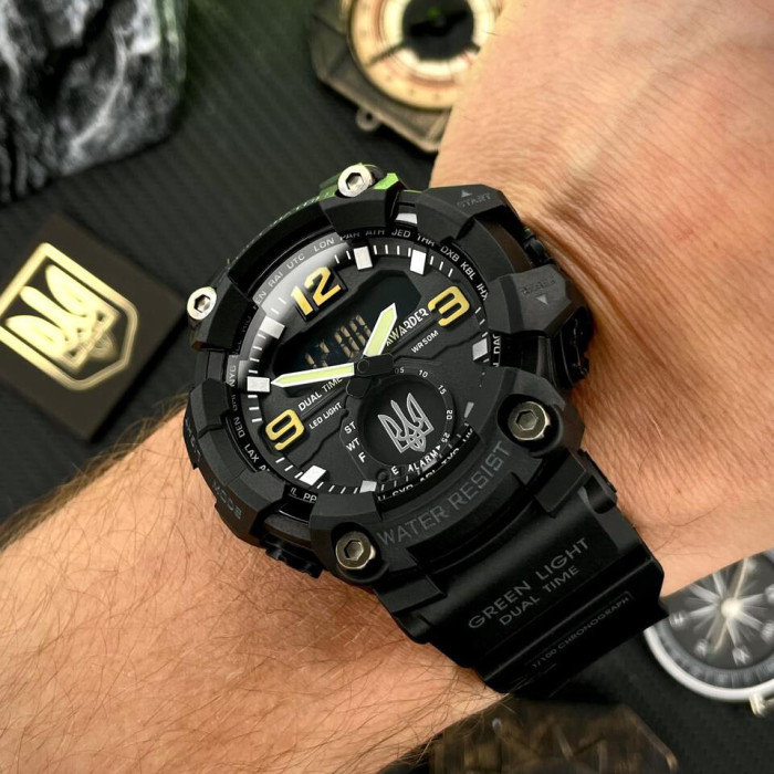 Наручний годинник Awarder 003 Тризуб срібло Black