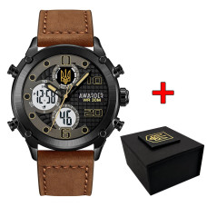 Наручний годинник Awarder 017BKBR Тризуб золото Black-Brown