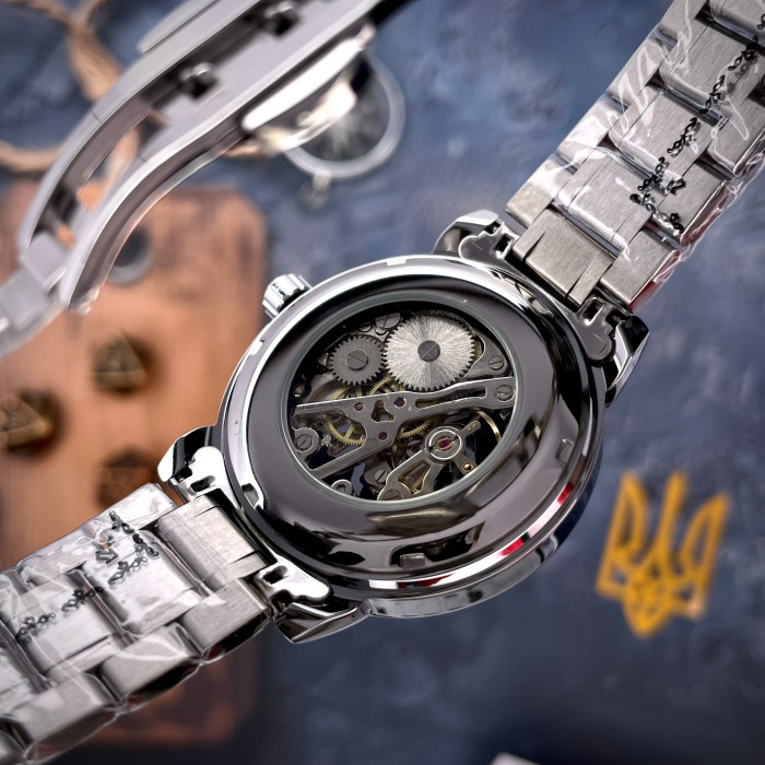 Наручний годинник Awarder 022 Silver-Black Mechanic Metall Не Забуду Дім