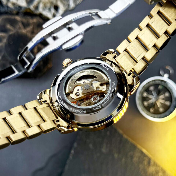 Наручний годинник Awarder 022-3D Не Забуду Дім Gold-Black Steel