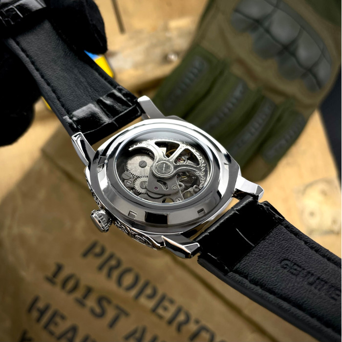 Наручний годинник Awarder 021-3D Скелетон Не забуду дім Silver-White