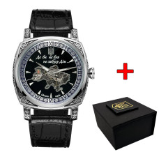 Наручний годинник Awarder 021-3D Скелетон Не забуду дім Silver-Black