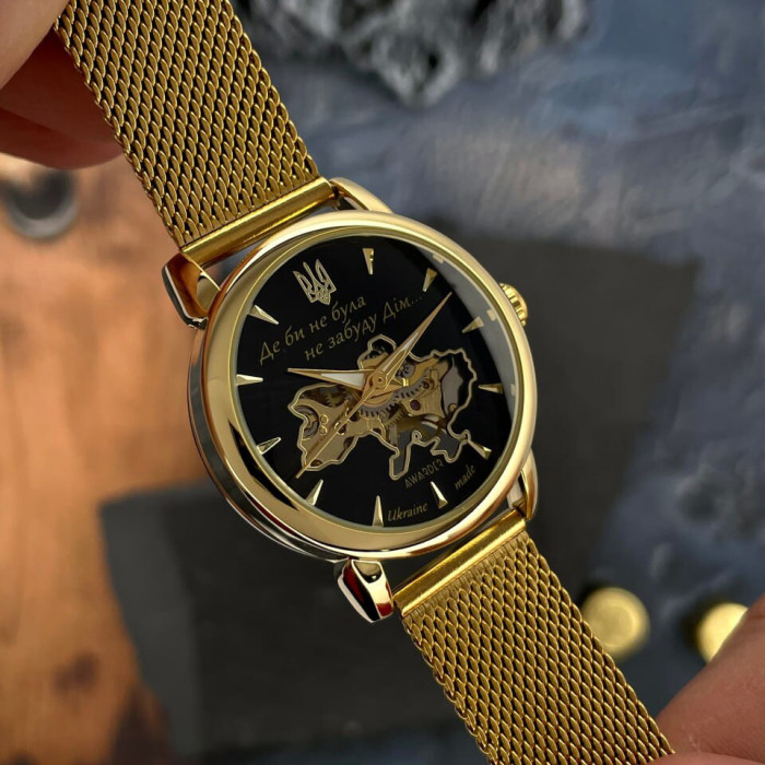 Наручний годинник Awarder 028-3D Де би не була Gold-Black