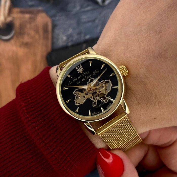 Наручний годинник Awarder 028-3D Де би не була Gold-Black