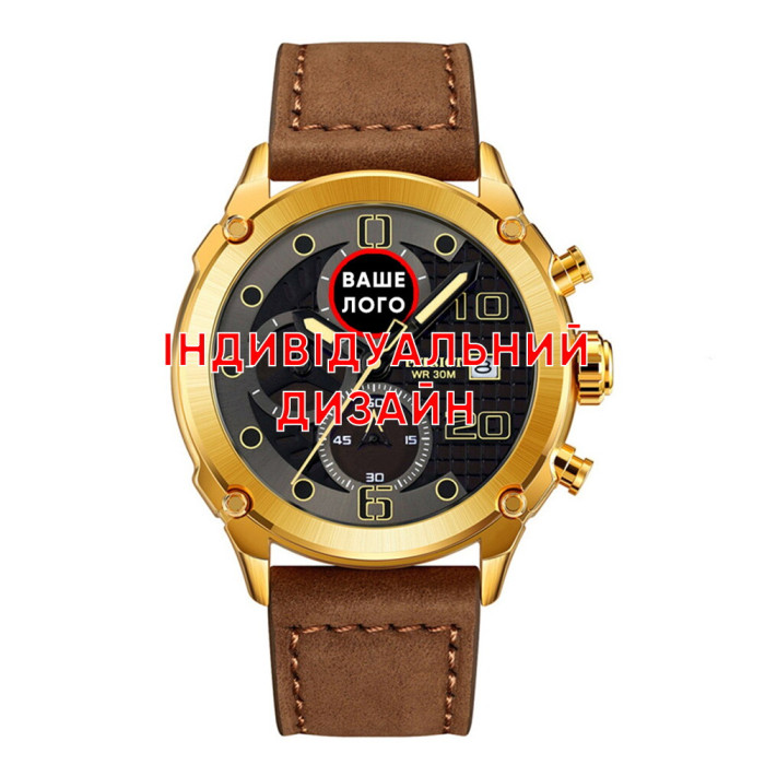 Наручний годинник Awarder 016 Gold-Black-Brown Індивідуальний дизайн