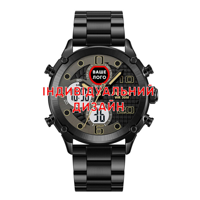 Наручний годинник Awarder 017 Black-White Steel Індивідуальний дизайн