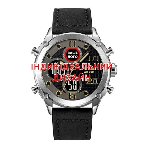 Наручний годинник Awarder 017 Silver-Black Індивідуальний дизайн