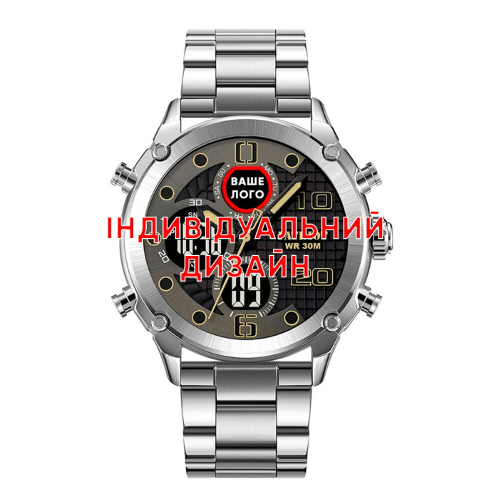 Наручний годинник Awarder 017 Silver-Black Steel Індивідуальний дизайн