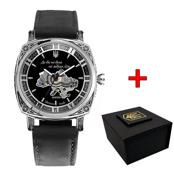 Наручний годинник Awarder 021-3D Де би не була Silver-Black-Black Leather